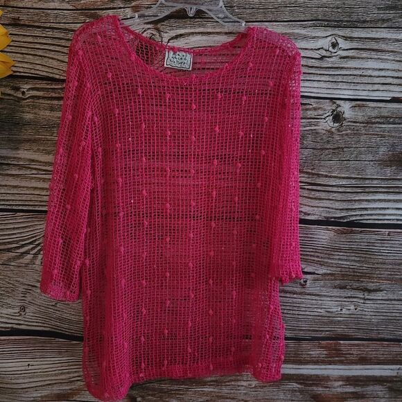 "Mix of white & natural" Woman's hot pink coverup, size: small Pre-owned - Picture 1 of 5